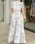 Sexy Print Pants Jumpsuit Wide Leg Romper