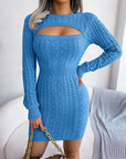 Round Collar Knitted Sweater Dress