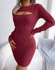 Round Collar Knitted Sweater Dress