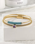 Gemstone CZ Halo bracelet Set