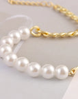 Womens Pearl Beaded Bracelet with Half Chain