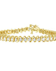 14K Yellow Gold Round Cut Diamond Spiral Link Wristlet (3.00 cttw,