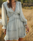 Flowy V-Neck Chiffon Ruffle Dress