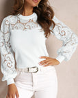 Lace Round Neck Long Sleeve Women's Top