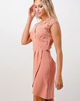 Lace Shoulder Overlap Mini Women's Dress