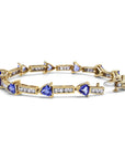 14K Yellow Gold 1 5/8 Cttw Diamond & 5MM Tri. Blue Tanzanite Wristlet