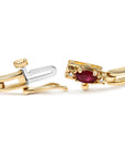 10K Yellow Gold Oval Ruby and 1/10 Cttw Diamond Wristlet