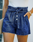 High-Waisted Denim Shorts Pants