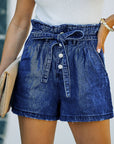 High-Waisted Denim Shorts Pants