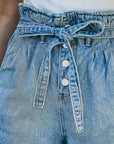 High-Waisted Denim Shorts Pants