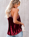 Luxury Lacy V Neck Spaghetti Straps Velvet Women's Top