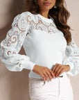 Lace Round Neck Long Sleeve Women's Top