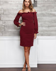 Off Shoulder Bodycon Women's Dress In Red