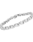 14K White Gold 5 1/4 cttw Diamond S-Link Floral Cluster Wristlet