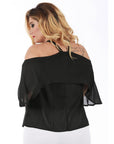 Curvy Plus Size Sheer Off-the-Shoulder Women's Top