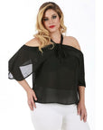 Curvy Plus Size Sheer Off-the-Shoulder Women's Top