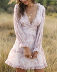 Flowy V-Neck Chiffon Ruffle Dress