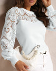 Lace Round Neck Long Sleeve Women's Top