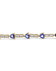 14K Yellow Gold 1 5/8 Cttw Diamond & 5MM Tri. Blue Tanzanite Wristlet