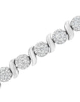 14K White Gold 5 1/4 cttw Diamond S-Link Floral Cluster Wristlet