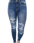 Medium Wash High Rise Distressed Pants Skinny Jeans