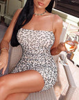 Mesh leopard print Sexy  Women's dress