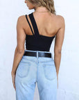 One shoulder drawstring sexy crop tops for women