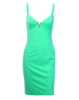 Green sexy short party dress Women v neck mini bodycon