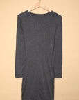 Gray Long Sleeve Cut-out Twist Ruched Bodycon Mini Women's Dress