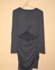 Gray Long Sleeve Cut-out Twist Ruched Bodycon Mini Women's Dress