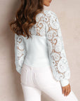 Lace Round Neck Long Sleeve Women's Top