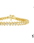 14K Yellow Gold Round Cut Diamond Spiral Link Wristlet (3.00 cttw,