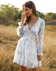 Flowy V-Neck Chiffon Ruffle Dress