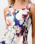 Sleeveless A-Line Womens's Dress with Watercolor Floral Print