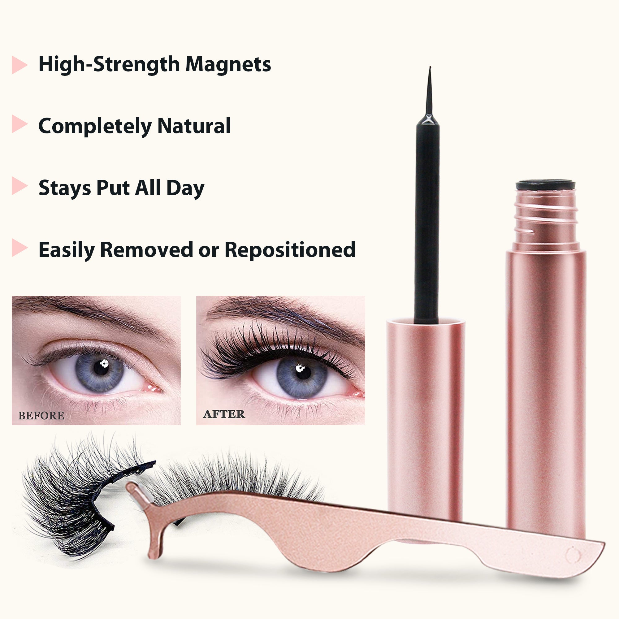 Magnetic Eyelashes with 2 Magnetic Eyeliner &amp; Tweezer Kit