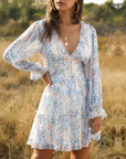 Flowy V-Neck Chiffon Ruffle Dress