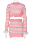 Long Sleeve O-Neck Tops  Bodycon Two Piece Sets