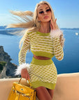 Long Sleeve O-Neck Tops  Bodycon Two Piece Sets