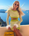 Long Sleeve O-Neck Tops  Bodycon Two Piece Sets