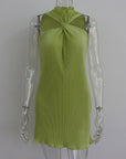 Sexy Off Shoulder Ruched Women Dress Green Dress