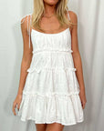 White Eyelet Dress Layered Ruffle Summer Dress