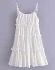 White Eyelet Dress Layered Ruffle Summer Dress