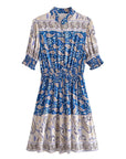 Ruffled Summer Dress Short Sleeve Elastic Waist Summer Dress