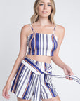 Women's Bottom & Top Unique Stripe Printed 2pc Set