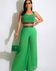 Pullover Spliced Vest Crop Top Wide Leg Pants Outfits