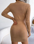Round Collar Knitted Sweater Dress