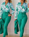 Print Shirt  &High Waist Pants