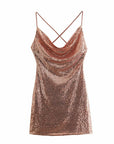 Golden Sequined Sexy Women Dress