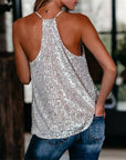 Ladies Sparkly Sequins V Neck  Women's Tops