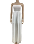 Off Shoulder Tube Pants Jumpsuit Casual Solid Loose